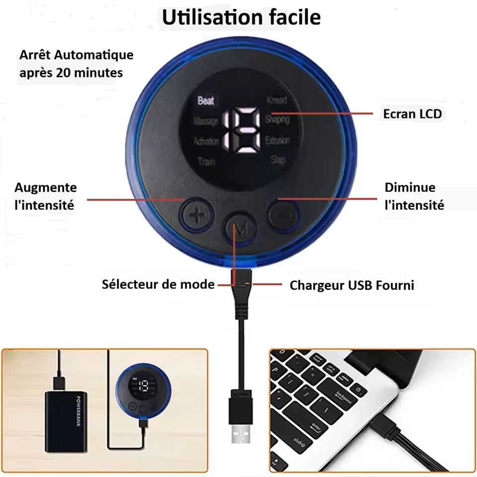 Stimulateur Musculaire électrique EMS intelligent sans fil, rechargeable